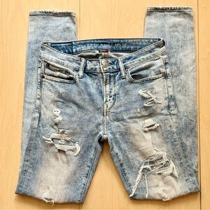 American Eagle Outfitters Men's Light Blue Distressed Skinny Jeans